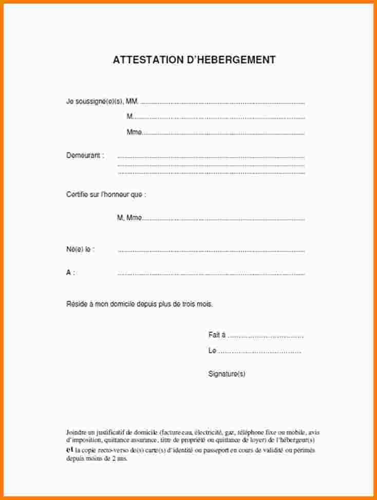 exemple attestation hebergement