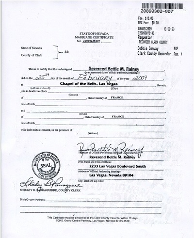 exemple certificat de mariage