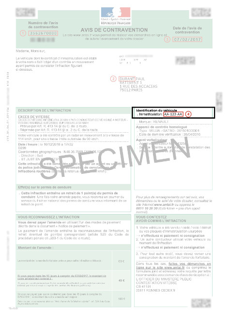 exemple contravention