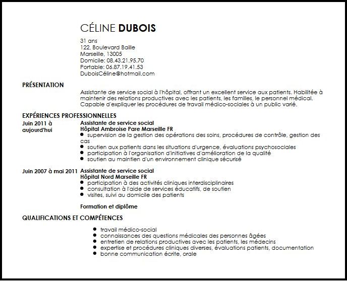 exemple cv agent hospitalier