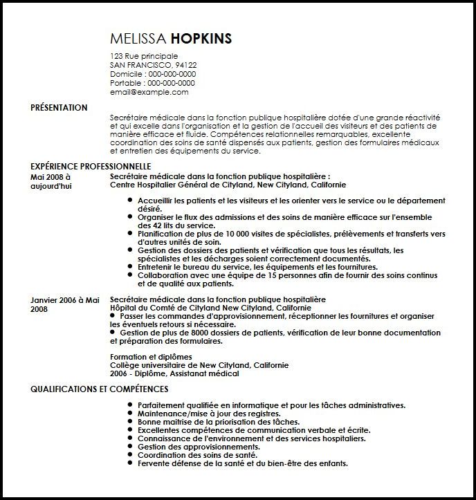 exemple cv agent hospitalier