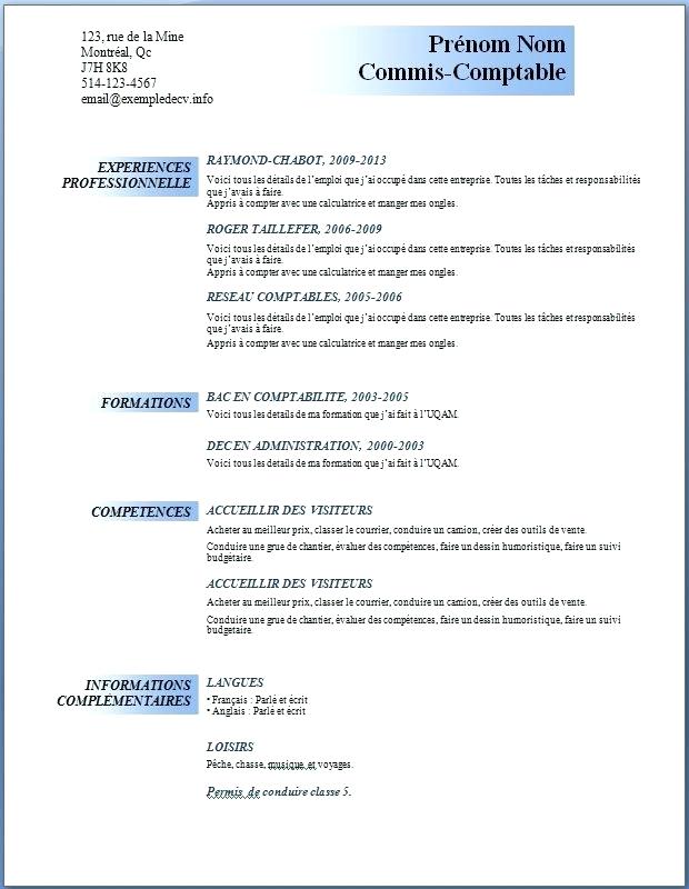 exemple cv gratuit a imprimer