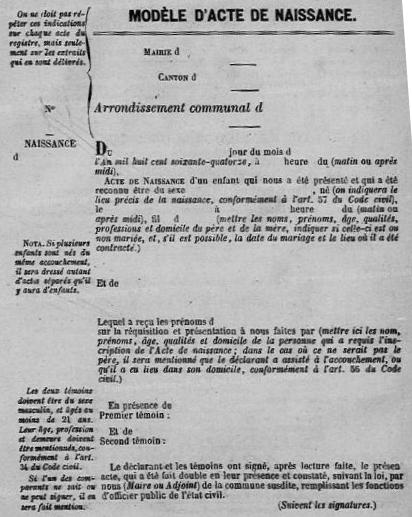 exemple d'acte de naissance francais