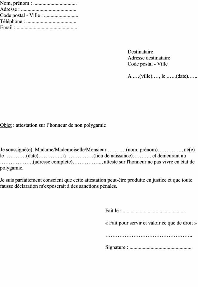 exemple d'attestation sur l'honneur ne pas avoir travailler