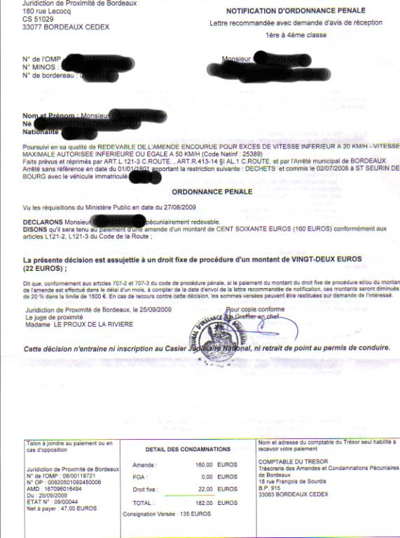 exemple de contestation d'amende