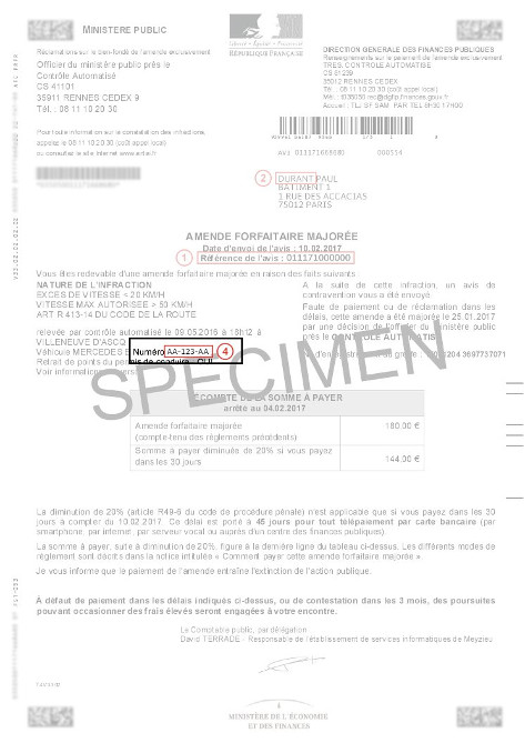 exemple de contestation d'amende