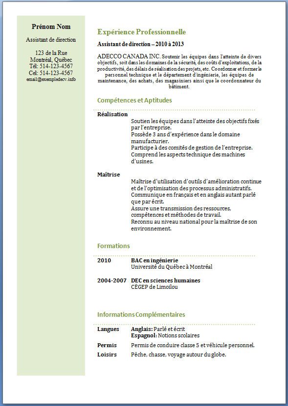 exemple de cv et de lettre de motivation gratuit