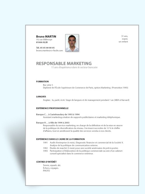 exemple de cv et lettre de motivation