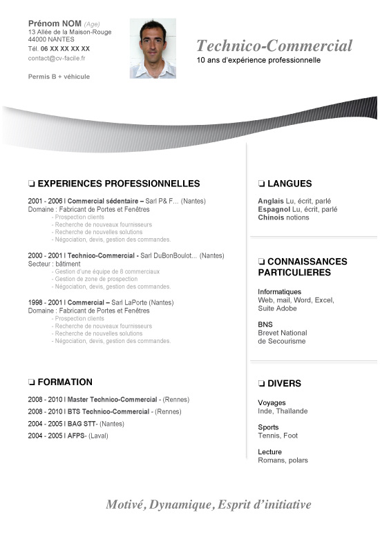 exemple de cv et lettre de motivation