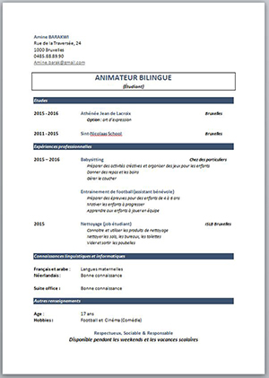 exemple de cv et lettre de motivation