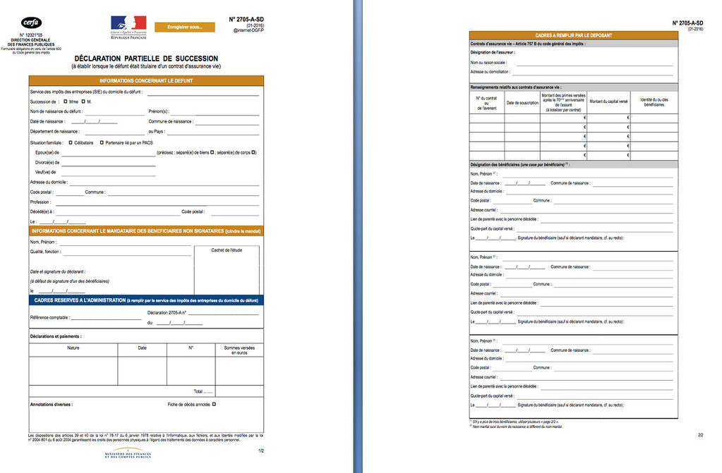 exemple de declaration de succession
