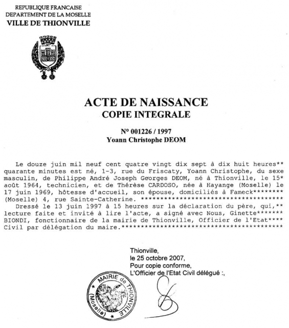 exemple de demande d'acte de naissance