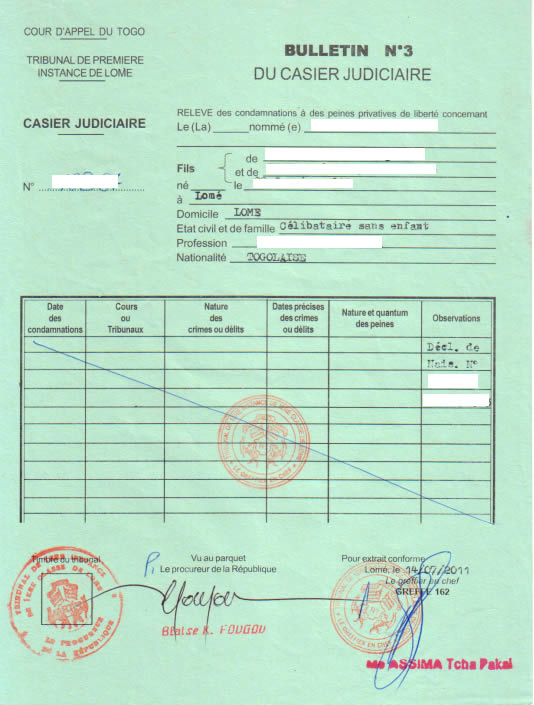 exemple de demande de casier judiciaire