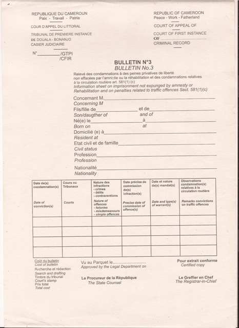 exemple de demande de casier judiciaire