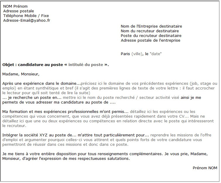 exemple de lettre adresse