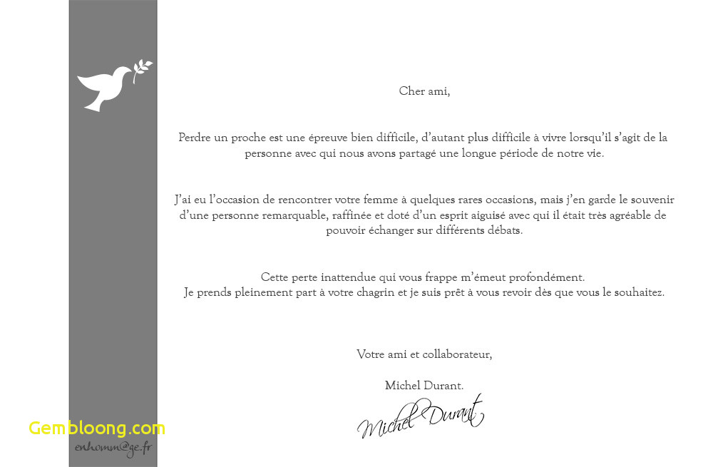 exemple de lettre de condoleances