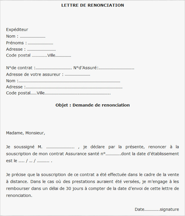 exemple de lettre de demande de remboursement mutuelle