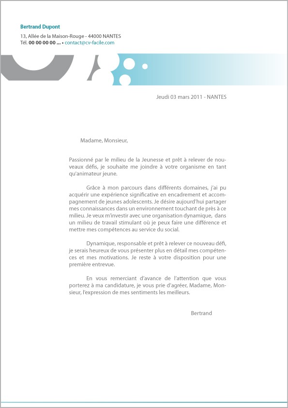 exemple de lettre de motivation pour cv