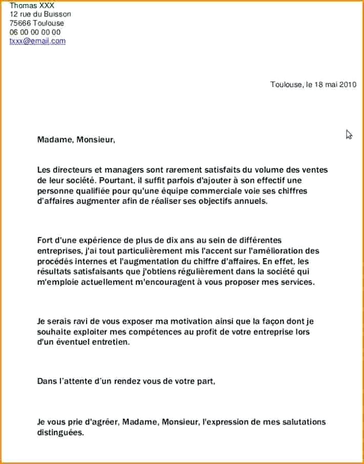 exemple de lettre de motivation pour un stage de vente