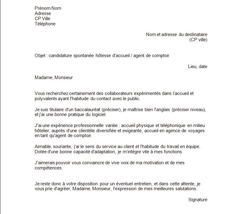 exemple de lettre de motivation pour un travail