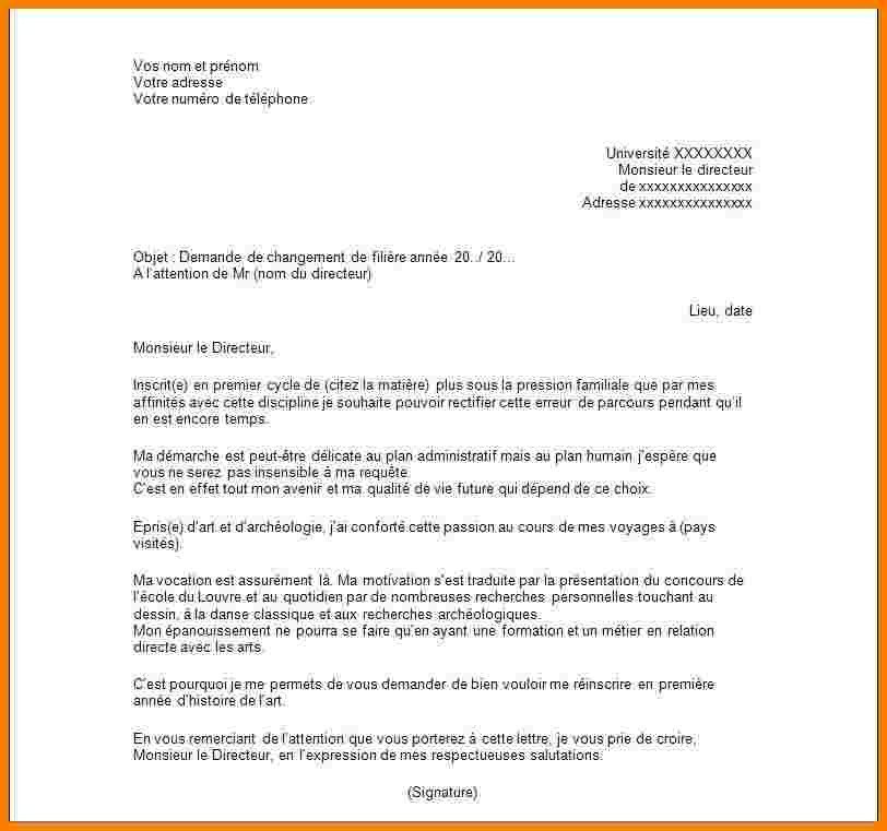 exemple de lettre de motivation pour une inscription