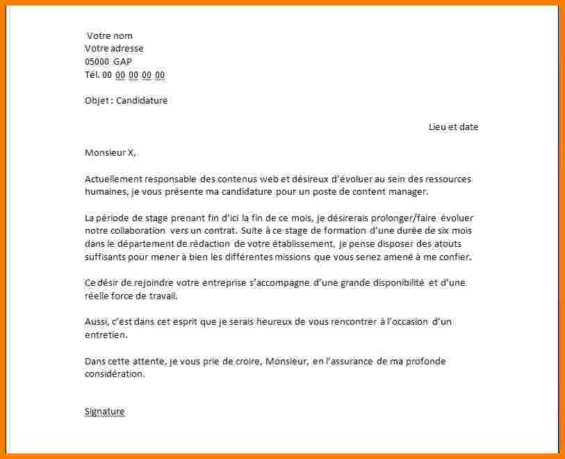 exemple de lettre de presentation pour un stage