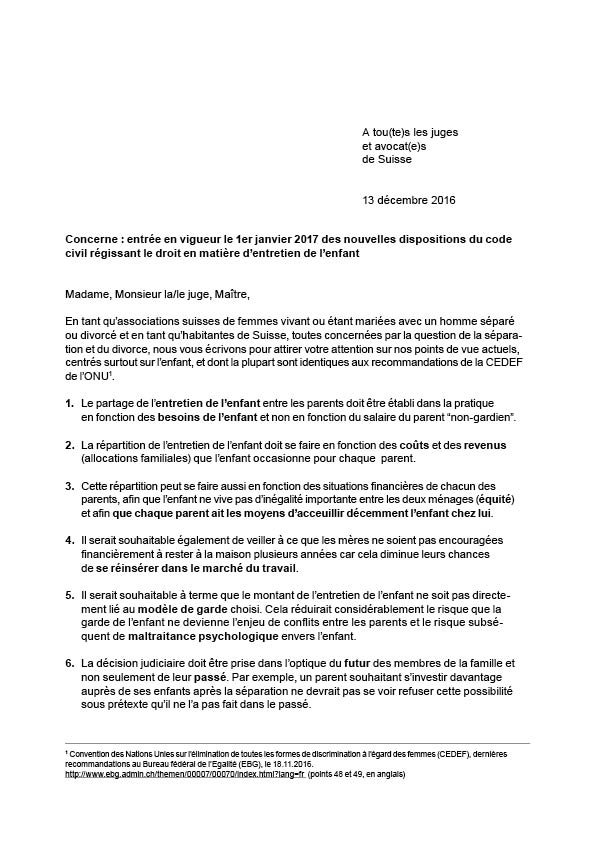 exemple de lettre de separation