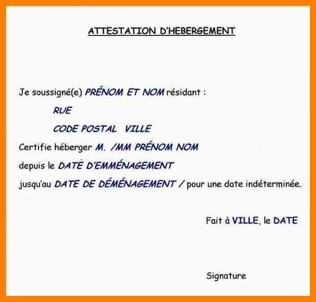 exemple de lettre hebergement