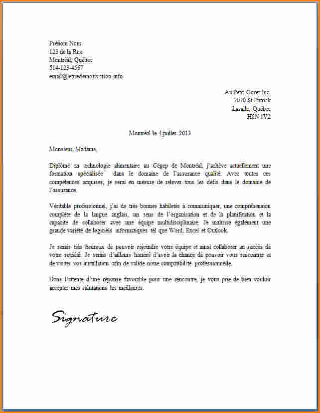 exemple de lettre motivation gratuite