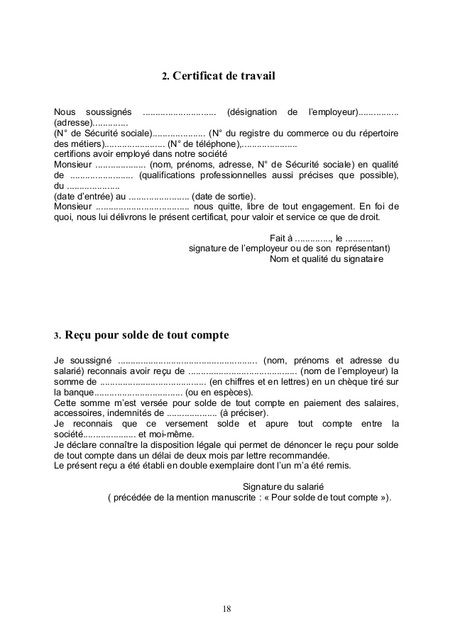 exemple de lettre pour solde de tout compte