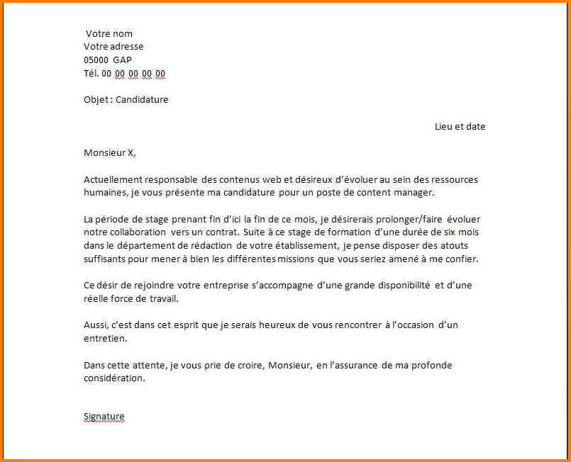 exemple de lettre pour