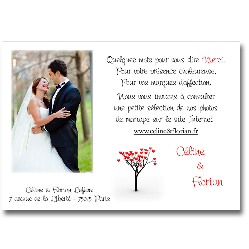 exemple de mot de remerciement mariage