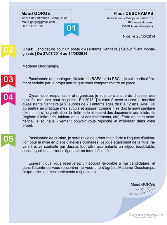 exemple de presentation d'une lettre de motivation