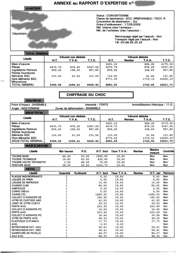 exemple de rapport d'expertise automobile