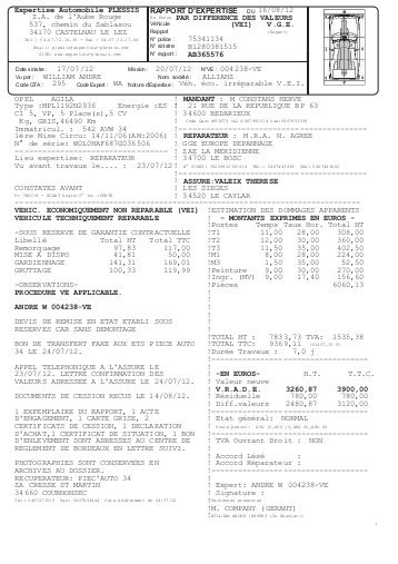 exemple de rapport d'expertise automobile