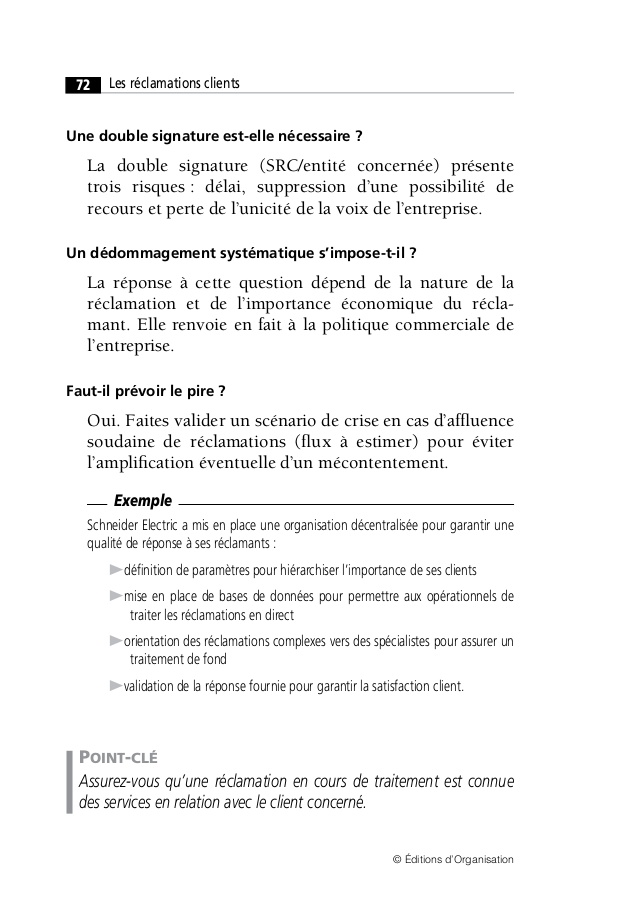 exemple de reclamation client