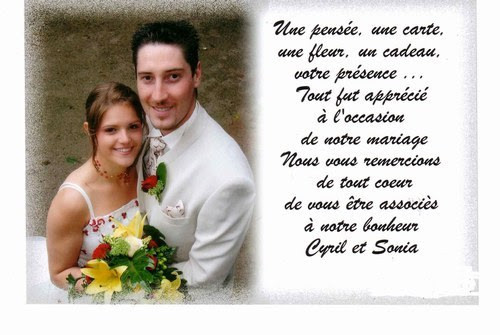 exemple de remerciement de mariage