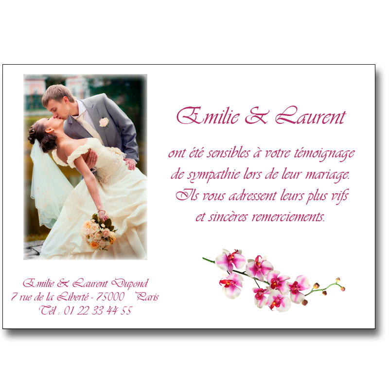 exemple de remerciement de mariage