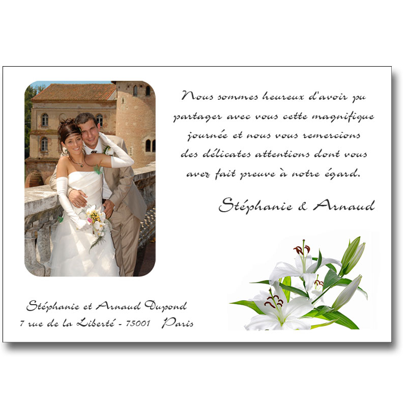 exemple de remerciement de mariage