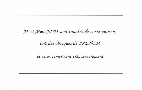 exemple de remerciement deces gratuit