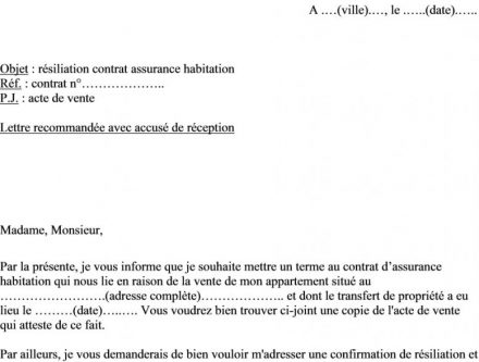 exemple de resiliation de contrat internet