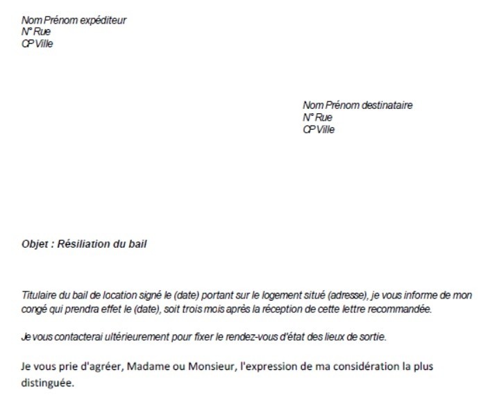 exemple de resiliation de contrat internet