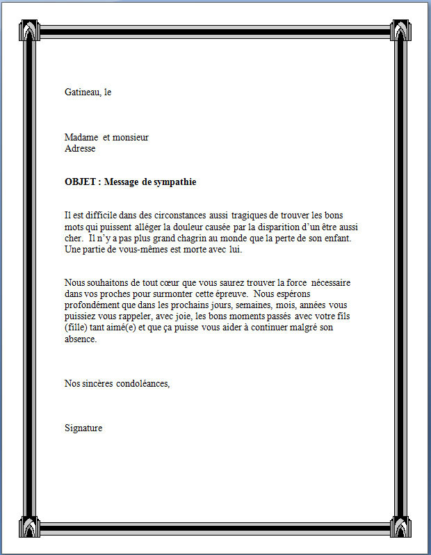 exemple de texte de condoleance