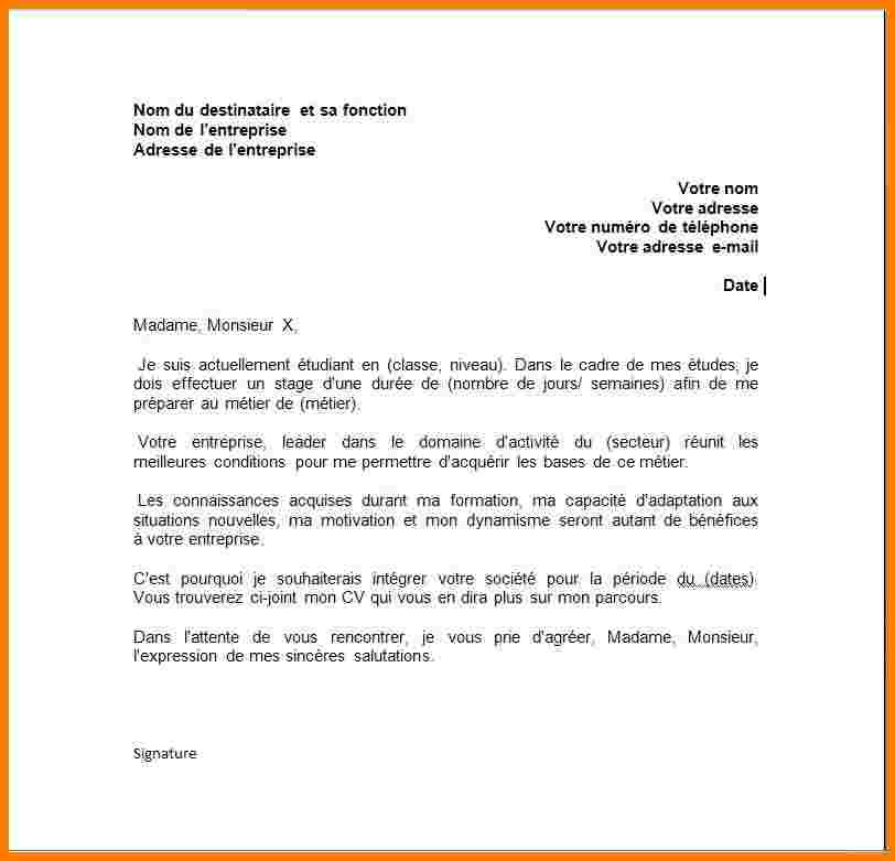 exemple demande de stage banque