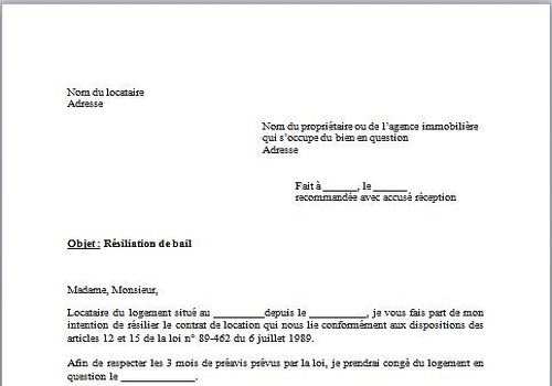 exemple fin de bail