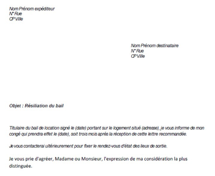 exemple fin de bail