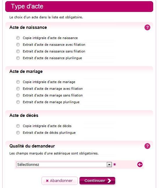 exemple lettre acte de naissance