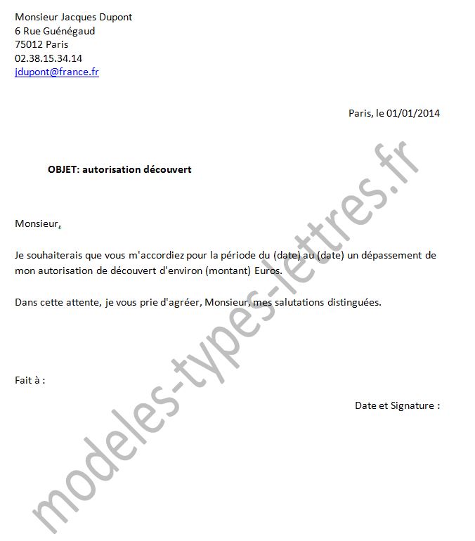 exemple lettre autorisation