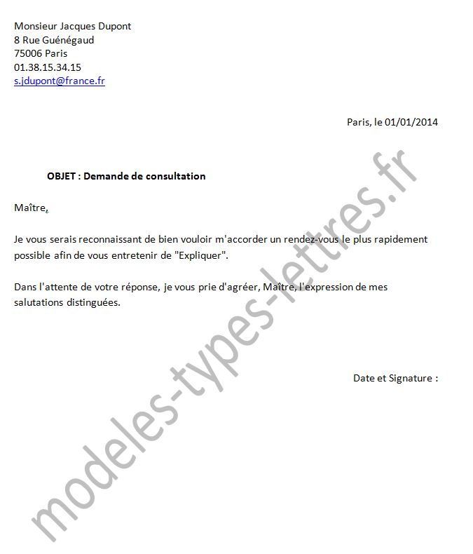 exemple lettre de confirmation de rendez-vous