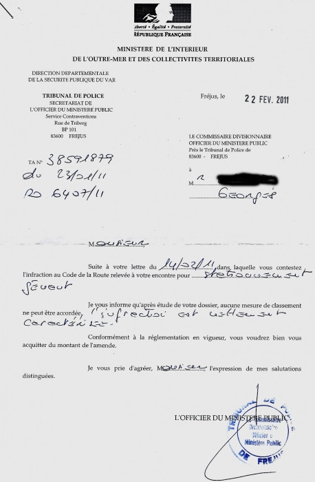 exemple lettre de reclamation amende